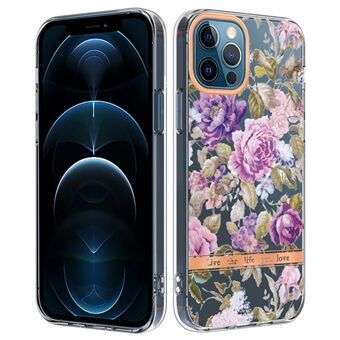 LB5 Series TPU Phone Case for iPhone 12 Pro Max 6.7 inch, Flower Patterns IMD IML Electroplating Flexible TPU Phone Protective Cover