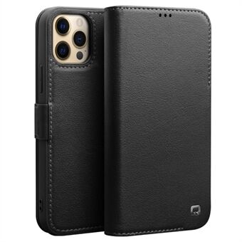 QIALINO Magnetic Clasp Genuine Leather Case for iPhone 12 Pro Max 6.7 inch, Wallet Viewing Stand Phone Shell