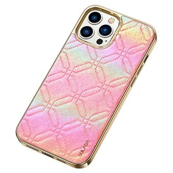 SULADA for iPhone 12 Pro Max 6.7 inch Imprinted Colorful PU Leather Coated Shockproof TPU Back Shell Electroplating Edge Mobile Phone Cover