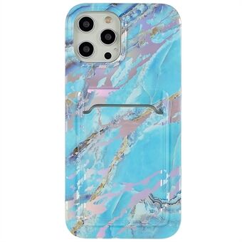 For iPhone 12 Pro Max 6.7 inch Marble Pattern Phone Cover Scratch Resistant TPU Electroplating IMD Phone Case with Card Slot