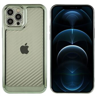 For iPhone 12 Pro Max 6.7 inch Light Slim TPU Electroplating Protector Carbon Fiber Texture Precise Cutout Phone Case