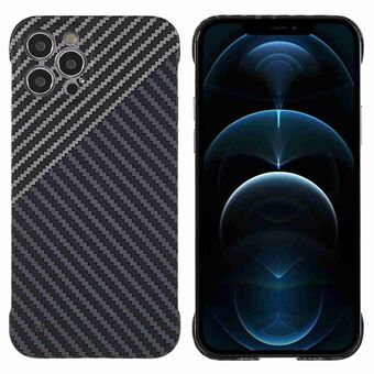 For iPhone 12 Pro Max 6.7 inch Frameless Phone Case Splicing Carbon Fiber Texture Precise Cutout Camera Protection PC Cover