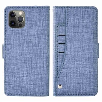 For iPhone 12 Pro Max 6.7 inch Jean Cloth Texture PU Leather Flip Wallet Case Stand Full Protection Phone Cover with Rotating Card Slots