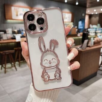 For iPhone 12 Pro Max 6.7 inch Anti-scratch Cute Rabbit Phone Case Clear TPU Protective Cover with Lens Film