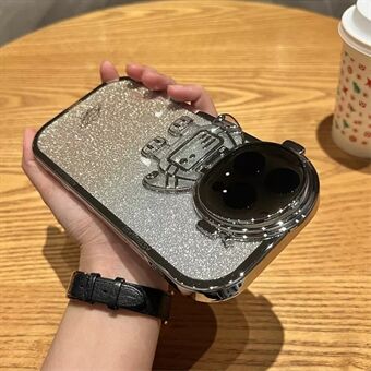 TPU Phone Case for iPhone 12 Pro Max 6.7 inch Spaceman Glitter Shockproof Case Anti-Drop Electroplating Phone Shell with Lens Cover