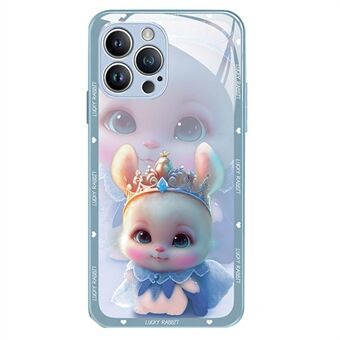 For iPhone 12 Pro Max 6.7 inch Anti-Fading Princess Rabbit Pattern Printing Phone Case Tempered Glass+TPU Phone Cover