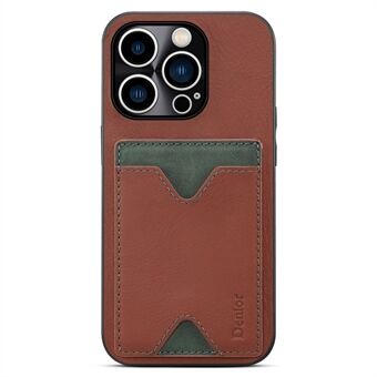 For iPhone 12 Pro Max 6.7 inch Cowhide Leather Coated TPU Magnetic Cover Kickstand Card Slot Precise Cutout Protective Phone Case