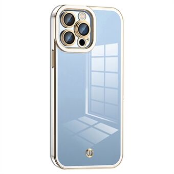 For iPhone 12 Pro Max 6.7 inch Bump Proof Transparent TPU Cover Airbag Design Electroplated Back Case with Plastic Lens Film