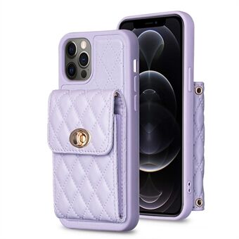 BF20 for iPhone 12 Pro Max 6.7 inch Fall-proof Case PU Leather Coated TPU Phone Cover with Card Holder