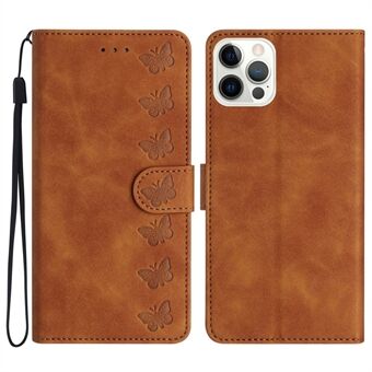 For iPhone 12 Pro Max 6.7 inch Butterfly Imprinted Phone Case Folding Stand Leather Wallet Cover