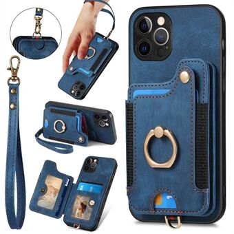 RFID Blocking Phone Case for iPhone 12 Pro Max , Kickstand Card Holder PU Leather+PC+TPU Cover