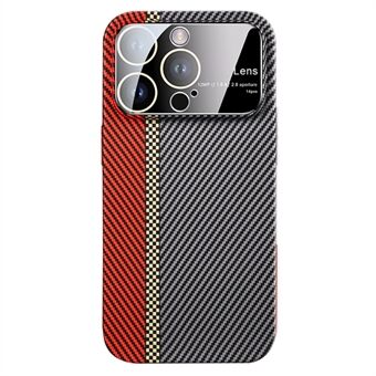 PC Phone Case for iPhone 12 Pro Max 6.7 inch Carbon Fiber Texture Slim Phone Cover with Glass Lens Film