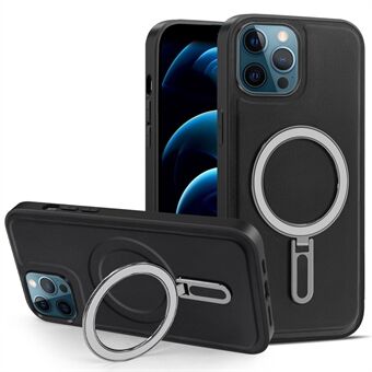 Phone Case for iPhone 12 Pro Max 6.7 inch Kickstand Design PU Leather Coated PC+TPU Magnetic Cover