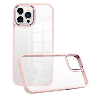 For iPhone 12 Pro Max PC+TPU Dual Layer Shockproof Cover Metal Lens Frame Clear Back Phone Case