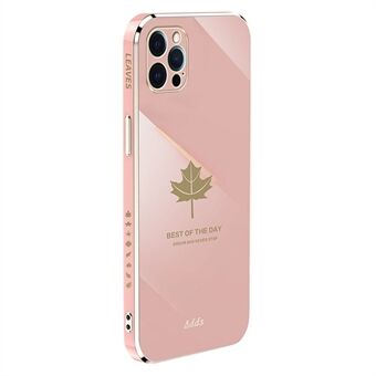 Anti-drop Phone Case for iPhone 12 Pro Max 6.7 inch Electroplated Maple Leaf Straight Edge TPU Cover