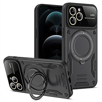 Rotating Kickstand Case for iPhone 12 Pro Max 6.7 inch , Compatible with MagSafe PC+TPU Phone Cover - Black