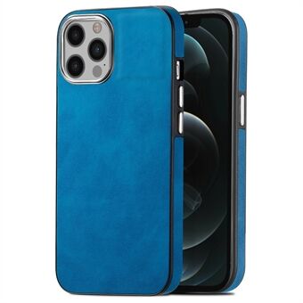 Skin-touch Phone Case for iPhone 12 Pro Max , Electroplating Camera Frame Leather Coated TPU Cover