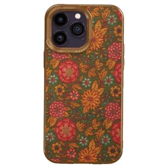 Flower Pattern Series for iPhone 12 Pro Max Electroplating Leather Coating Phone Cover TPU+PC Case