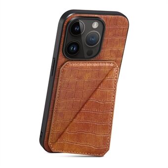 Crocodile Texture Stand Phone Case for iPhone 12 Pro Max PC+TPU+PU Leather Phone Cover with Card Slot