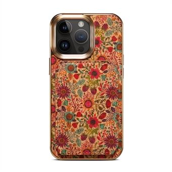 For iPhone 12 Pro Max Flower Pattern Printed Phone Case PU Leather Coated PC+TPU Card Slot Kickstand Cover