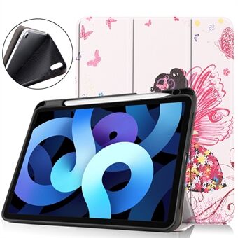 Pattern Printing PU Leather Tri-fold Stand Tablet Case with Pen Slot for iPad Air (2020)