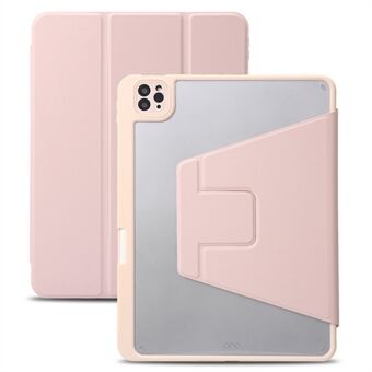 For iPad Pro 11 (2018) / (2020) / (2021) / (2022) / iPad Air (2020) / (2022) PU Leather + TPU + Acrylic Tri-fold Protective Case Auto Wake / Sleep Rotary Stand Drop-proof Cover