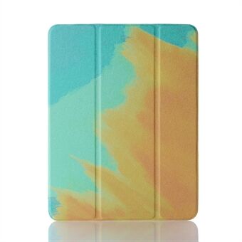 Pattern Printing Leather Stand Protective Case with Pen Slot for iPad 10.2 (2020)/(2019) - Green/Yellow