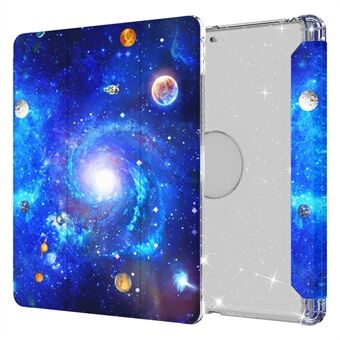 Pattern Printing Tri-fold Stand PU Leather Cover + Clear TPU Back Panel Tablet Shell Cover for iPad 10.2 (2021)/(2020)/(2019)