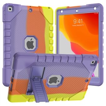 For iPad 10.2 (2021)/(2020)/(2019) Rainbow Design Tablet Cover Anti-fall Protection PC + Silicone Hybrid Case with Kickstand