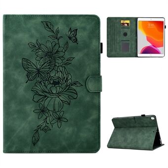 For iPad 10.2 (2019) / (2020)  /  Air 10.5 inch (2019) Protective Leather Case Butterfly Flower Pattern Imprinted Anti-Drop Tablet Cover with Card Holder, Stand