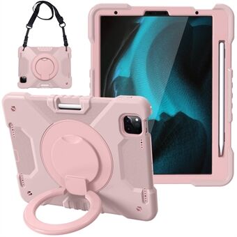 360 Degree Swivel Kickstand Design PC + Silicone Hybrid Tablet Case with Shoulder Strap for iPad Air (2020) / Pro 11-inch (2021) (2020) (2018)