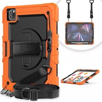 Rugged Heavy Duty PC + Silicone Shockproof 360° Rotating Kickstand Cover with Handle Hand Grip and Shoulder Strap for iPad Pro 11-inch (2021)