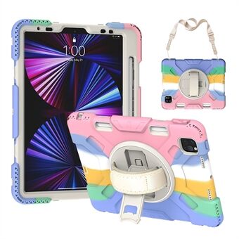 Hybrid Kickstand Shockproof Silicone Hard PC Protection Cover with Rotatable Hand Strap Pencil Holder Shoulder Strap iPad Pro 11-inch (2021) / (2020) / (2018) - Colorful