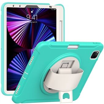 Hand Strap Design PC + TPU Anti-fall Tablet Protective Case Cover with Rotary Kickstand for iPad Pro 11-inch (2021)/(2020)/(2018)/iPad Air (2020)