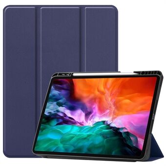 Anti-fingerprint Tri-fold Stand PU Leather Tablet Cover Smart Case with Pen Slot for Apple iPad Pro 12.9-inch (2021)