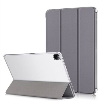 Tri-fold Stand Auto Wake/Sleep Leather Cover Transparent PC Back Shell for iPad Pro 12.9-inch (2021)/(2020)/(2018)