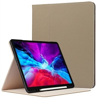 Litchi Texture Genuine Leather Stand Design Well-protected Wake/Sleep Function Tablet Case for Apple iPad Pro 12.9-inch (2021)