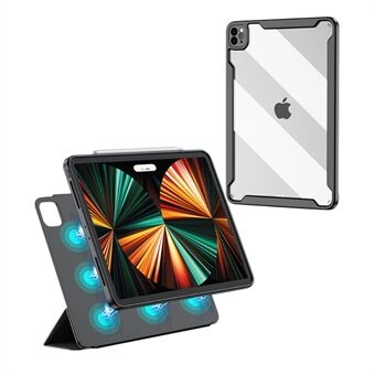 For iPad Pro 12.9 (2022) / (2021) / (2020) / (2018) Detachable Magnetic Back Case Shockproof PU Leather Tablet Stand Cover