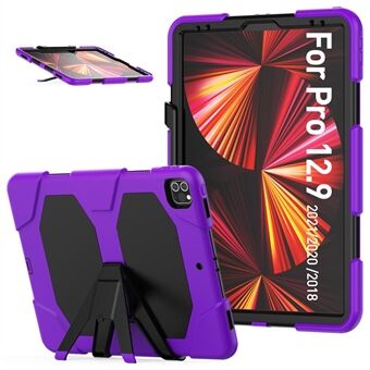 For iPad Pro 12.9 (2022) / (2021) / (2020) / (2018) Protective Case Anti-Fall PC + Silicone Case with Screen Protector Kickstand Tablet Cover