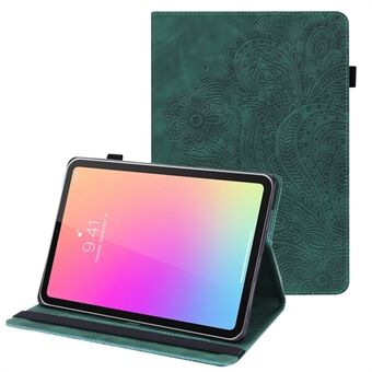 Imprinted Flower Stylish Full Protection Auto Wake and Sleep Stand Design Leather Tablet Cover Case with Card Slots for Apple iPad mini 6 (2021)