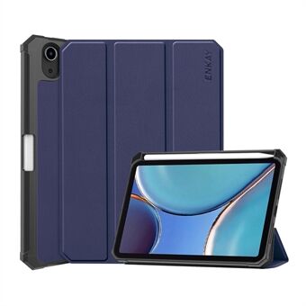 ENKAY Auto Wake/Sleep Tri-fold Stand PU Leather + TPU Tablet Case Shell with Pen Slot for iPad mini 6 (2021)