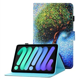 Pattern Printing Stitching Line Stand Design Leather Tablet Cover Shell for iPad mini (2021)