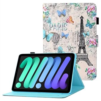 Pattern Printing Folio Stand PU Leather Auto Wake/Sleep Protective Cover with Card Slots for iPad mini (2021)