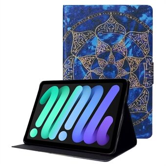 Pattern Printing PU Leather Stylish Anti-Drop Card Slot Stand Cover with Smart Auto Wake Sleep for iPad mini (2021)