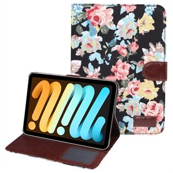 PU Leather Flower Pattern Cloth Skin Wallet PU Leather Tablet Cover Shell for iPad mini (2021)