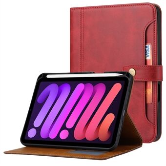 Multiple Card Slots Design Auto Wake/Sleep PU Leather Tablet Case with Stand and Wallet for iPad mini (2021)