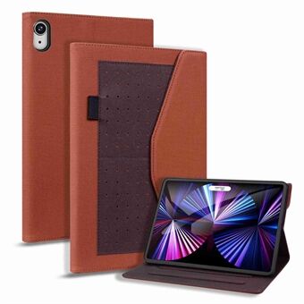 For iPad mini (2021) Full Protection Tablet Case Business Style Splicing PU Leather Stand Card Holder Cover with Pen Loop Holder