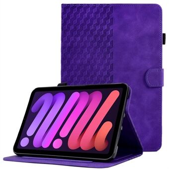 Solid Color Shockproof Case for iPad mini (2021) Auto Wake / Sleep Anti-Fall Cover Pattern Imprinted Stitching Tablet Leather Case with Card Slots / Stand