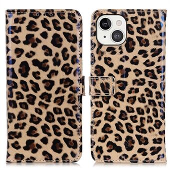 Full Protection Leopard Pattern PU Leather Stand Wallet Phone Case Shell for iPhone 13 6.1 inch