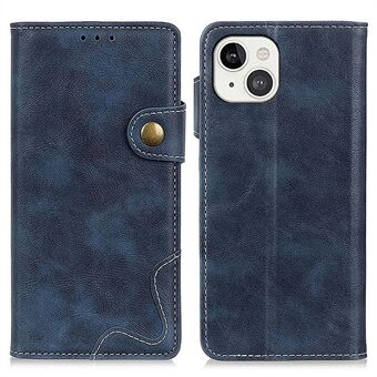 Full Body Protection S-shape Textured PU Leather Stand Shockproof TPU Inner Shell Phone Cover for iPhone 13 6.1 inch